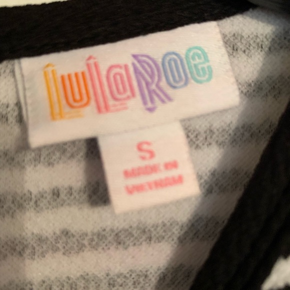 Gorgeous Black White Floral Stripe Lularoe Amelia - Picture 3 of 5